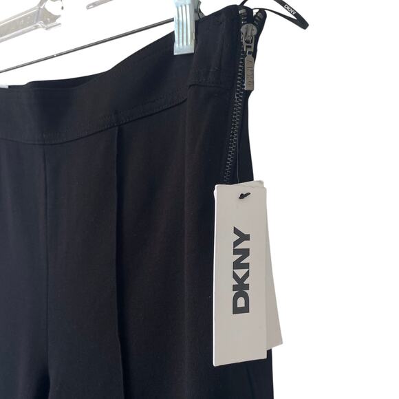 DKNY High Waisted Slim Leg Boot Cut Full Length Pants Size 8 Black Career Chic - Picture 5 of 8